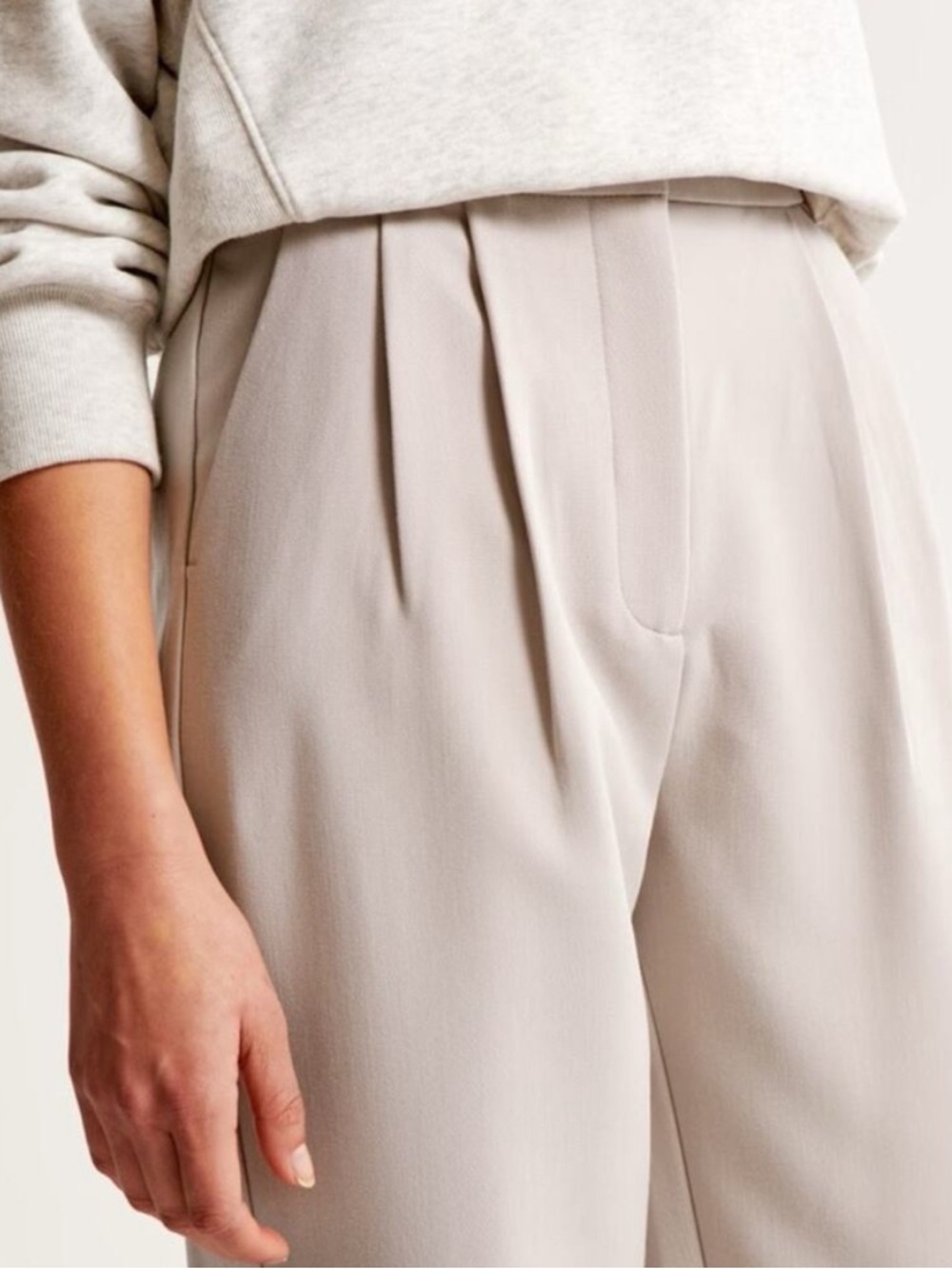 Abercrombie & Fitch Sloane Tailored Wide Leg Dress Pants Beige Cream Size 2 - Picture 3 of 9